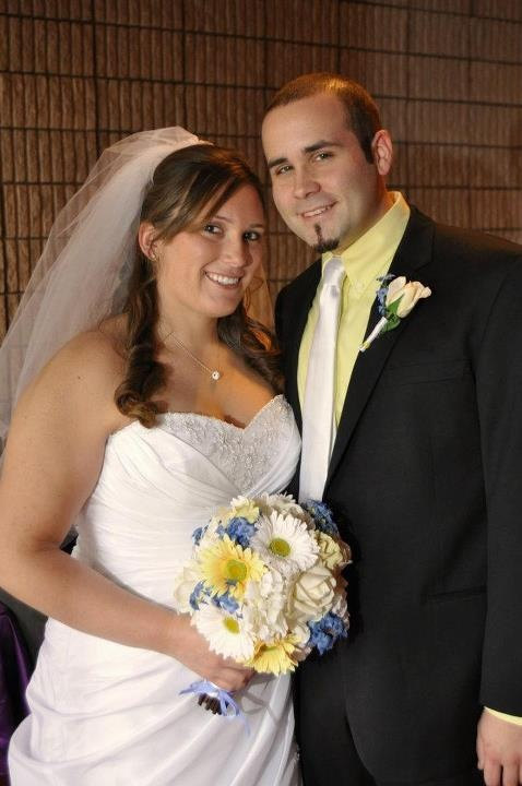 Real Touch Bridal Bouquet - Cornflower Blue, Yellow and White Gerbera Daisies and Roses