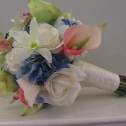 Real Touch Bridal Bouquet - Roses, Calla Lilies, Orchids, Hydrangea