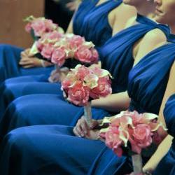 Real Touch Bridesmaid Bouquet - Pink and Fuchsia Roses and Calla Lilies